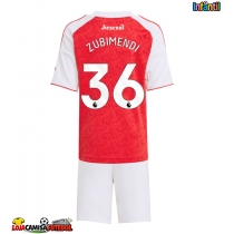 Camisa de Futebol Arsenal Martin Zubimendi #36 Equipamento Principal Infantil 2025-26 Manga Curta (+ Calças curtas)